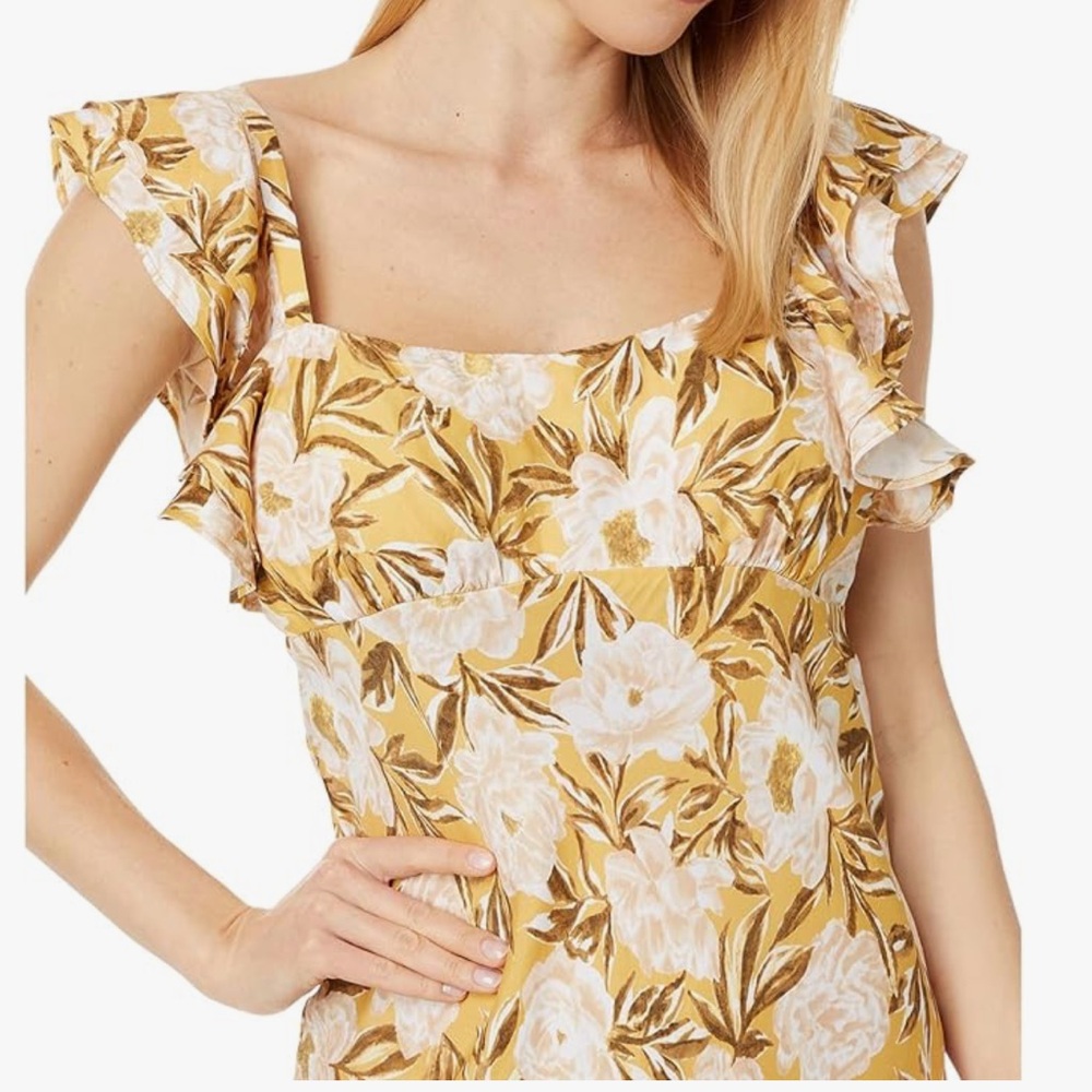 Madewell Yellow Floral Midi Dress - Picture 3 of 3